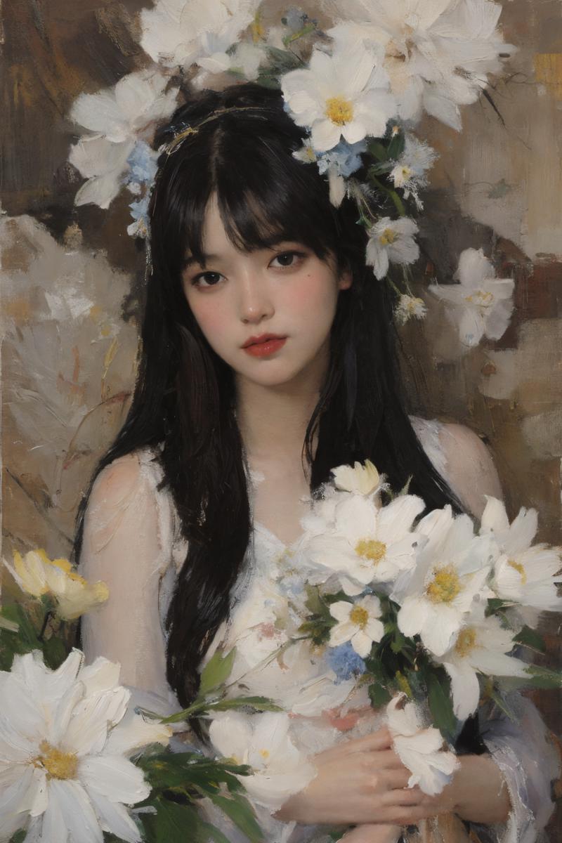 2312311923-2422981611-(oil painting_1.5),____a woman with long black hair and white flowers in her hair is laying down in a field of white flowers, (a.png